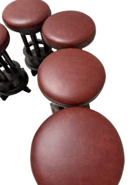 Six Art Deco Amsterdamse School Stools with Leather Tops, 1920s